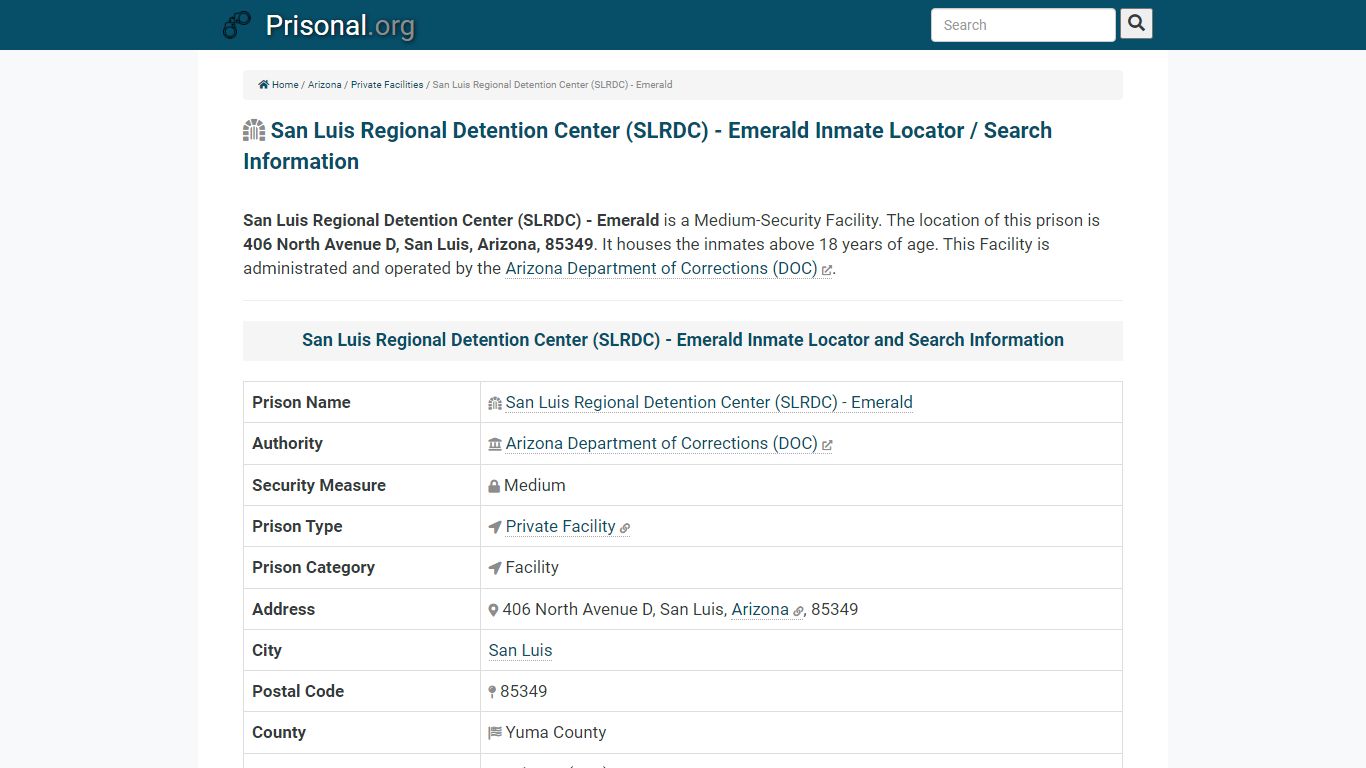 San Luis Regional Detention Center (SLRDC) - Emerald ...
